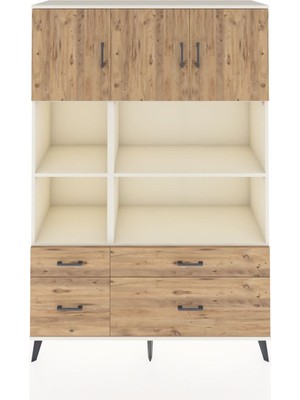 Dienni Hyperion Dolap 8 Raflı 4 Çekmeceli 3 Kapaklı 132X44X195 Aytaşı-Çam/çam