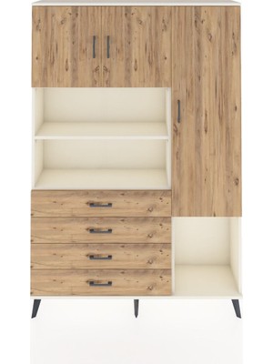 Dienni Arges Dolap 8 Raflı 4 Çekmeceli 3 Kapaklı 132X30X195 Aytaşı-Çam/çam