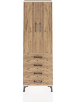 Dienni Arges Dolap 3 Raflı 4 Çekmeceli 2 Kapaklı 60X30X182 Aytaşı-Çam