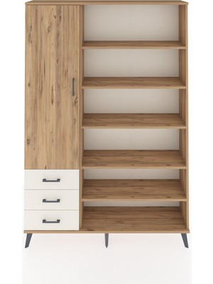 Dienni Arges Dolap 9 Raflı 3 Çekmeceli 3 Kapaklı 132X30X195 Çam-Çam/aytaşı