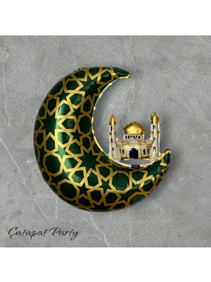 Sinda Hoşgeldin Ya Şehri Ramazan Folyo Balon -Ay ve Kabe Temalı  65.5×63 cm