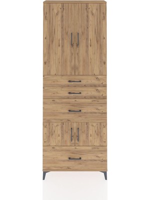 Dienni Arges Dolap 4 Raflı 4 Çekmeceli 4 Kapaklı 88X30X243 Çam-Çam