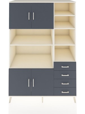 Dienni Kronos Dolap 9 Raflı 4 Çekmeceli 4 Kapaklı 132X59X195 Aytaşı-Antrasit/antrasit