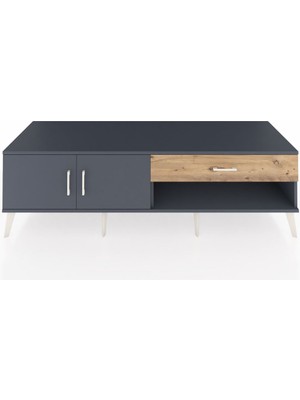 Dienni Kronos Tv Ünitesi Tek Raflı Tek Çekmeceli 2 Kapaklı 176X59X51 Antrasit-Antrasit/çam