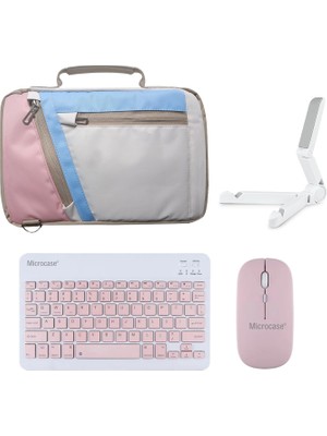Microcase Huawei Matepad Air 2025 ile Uyumlu Tablet Çanta+Türkçe Bluetooth Klavye +Mouse+ Standı - Pembe AL4382