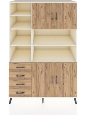 Dienni Kronos Dolap 9 Raflı 4 Çekmeceli 4 Kapaklı 132X59X195 Aytaşı-Çam/çam