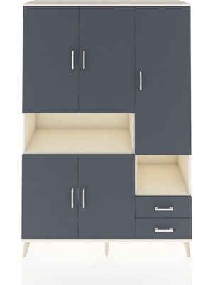 Dienni Hyperion Dolap 10 Raflı 2 Çekmeceli 5 Kapaklı 132X44X195 Aytaşı-Antrasit/antrasit
