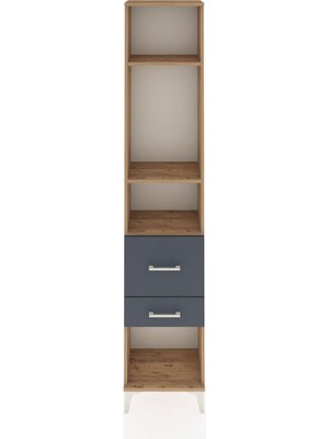 Dienni Arges Dolap 3 Raflı 2 Çekmeceli 44X30X221 Çam-Antrasit