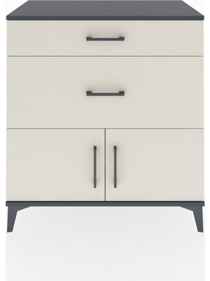 Dienni Hyperion Şifonyer Tek Raflı 2 Çekmeceli 2 Kapaklı 88X44X96 Antrasit-Aytaşı