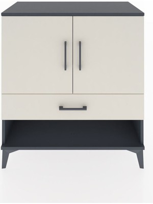 Dienni Hyperion Şifonyer 3 Raflı Tek Çekmeceli 2 Kapaklı 88X44X96 Antrasit-Aytaşı