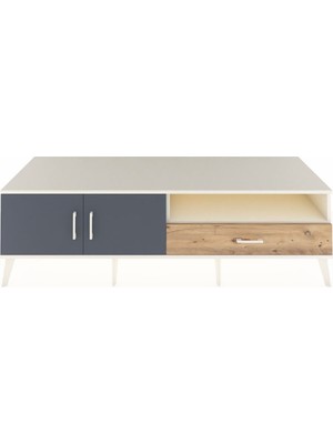 Dienni Kronos Tv Ünitesi 2 Raflı Tek Çekmeceli 2 Kapaklı 176X59X51 Aytaşı-Antrasit/çam