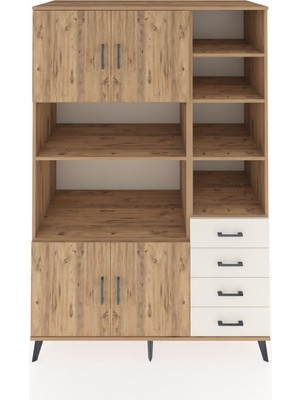 Dienni Kronos Dolap 9 Raflı 4 Çekmeceli 4 Kapaklı 132X59X195 Çam-Çam/aytaşı