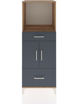 Dienni Hyperion Dolap 2 Raflı 2 Çekmeceli 2 Kapaklı 60X44X163 Çam-Antrasit