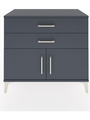 Dienni Hyperion Şifonyer Tek Raflı 2 Çekmeceli 2 Kapaklı 88X44X80 Antrasit-Antrasit
