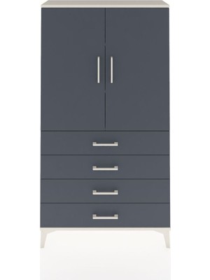 Dienni Arges Dolap 3 Raflı 4 Çekmeceli 2 Kapaklı 88X30X163 Aytaşı-Antrasit
