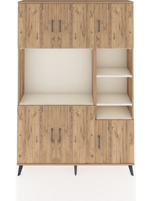 Dienni Arges Dolap 10 Raflı 6 Kapaklı 132X30X195 Çam-Çam/aytaşı