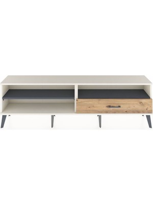Dienni Arges Tv Ünitesi 2 Raflı Tek Çekmeceli  176X30X51 Aytaşı-Antrasit/çam