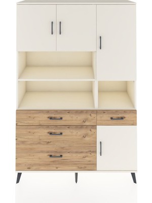 Dienni Hyperion Dolap 9 Raflı 4 Çekmeceli 4 Kapaklı 132X44X195 Aytaşı-Aytaşı/çam
