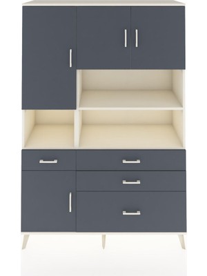 Dienni Hyperion Dolap 9 Raflı 4 Çekmeceli 4 Kapaklı 132X44X195 Aytaşı-Antrasit/antrasit