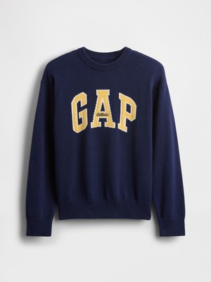 Gap Erkek Çocuk Lacivert Gap Logo Intarsia Kazak Uzun Kollu Normal Yaka Şık Tasarım
