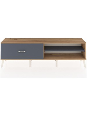 Dienni Arges Tv Ünitesi Tek Raflı Tek Çekmeceli  176X30X51 Çam-Antrasit/antrasit