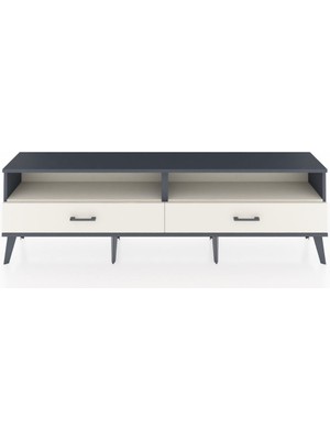 Dienni Arges Tv Ünitesi 2 Raflı 2 Çekmeceli  176X30X51 Antrasit-Aytaşı/aytaşı