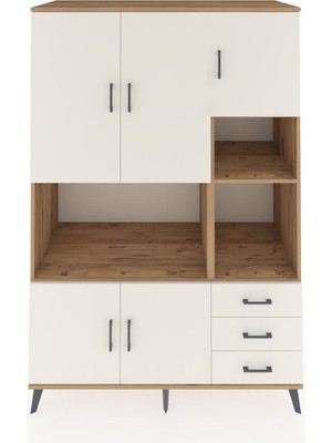 Dienni Kronos Dolap 9 Raflı 3 Çekmeceli 5 Kapaklı 132X59X195 Çam-Aytaşı/aytaşı