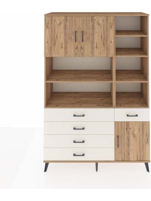Dienni Hyperion Dolap 9 Raflı 5 Çekmeceli 3 Kapaklı 132X44X195 Çam-Çam/aytaşı