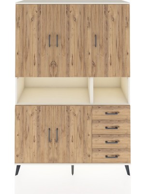 Dienni Hyperion Dolap 7 Raflı 4 Çekmeceli 5 Kapaklı 132X44X195 Aytaşı-Çam/çam