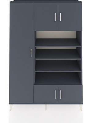 Dienni Hyperion Dolap 10 Raflı 5 Kapaklı 132X44X195 Antrasit-Antrasit/antrasit