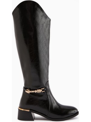 Limoya Kamilla Siyah Tokalı Kadın Çizme