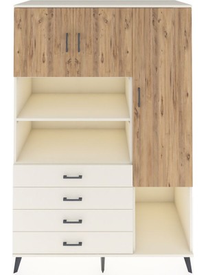 Dienni Kronos Dolap 8 Raflı 4 Çekmeceli 3 Kapaklı 132X59X195 Aytaşı-Çam/aytaşı