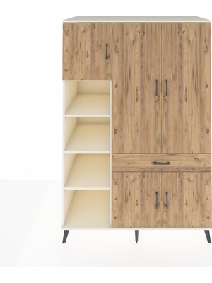 Dienni Kronos Dolap 8 Raflı Tek Çekmeceli 5 Kapaklı 132X59X195 Aytaşı-Çam/çam