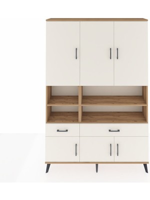 Dienni Arges Dolap 8 Raflı 2 Çekmeceli 6 Kapaklı 132X30X195 Çam-Aytaşı/aytaşı