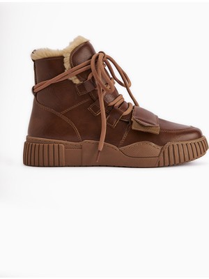 Limoya Yanisa Taba Kürklü Bağcıklı Kadın Spor Bot