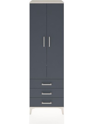 Dienni Hyperion Dolap 2 Raflı 3 Çekmeceli Tek Askılı 60X44X195 Aytaşı-Antrasit