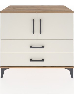 Dienni Hyperion Şifonyer Tek Raflı 2 Çekmeceli 2 Kapaklı 88X44X80 Çam-Aytaşı