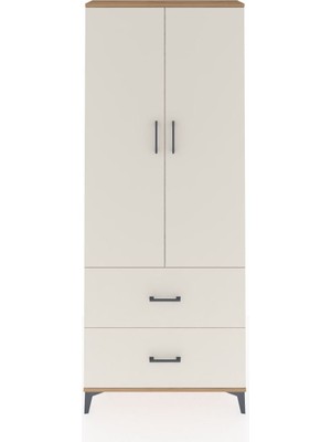 Dienni Arges Dolap 2 Raflı 2 Çekmeceli Tek Askılı 88X30X221 Çam-Aytaşı