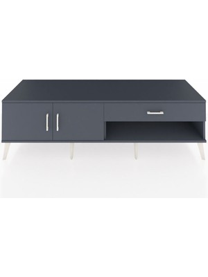 Dienni Kronos Tv Ünitesi Tek Raflı Tek Çekmeceli 2 Kapaklı 176X59X51 Antrasit-Antrasit/antrasit