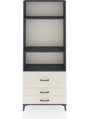 Dienni Arges Dolap 3 Raflı 3 Çekmeceli 88X30X221 Antrasit-Aytaşı