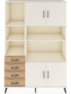 Dienni Hyperion Dolap 8 Raflı 4 Çekmeceli 4 Kapaklı 132X44X195 Aytaşı-Aytaşı/çam