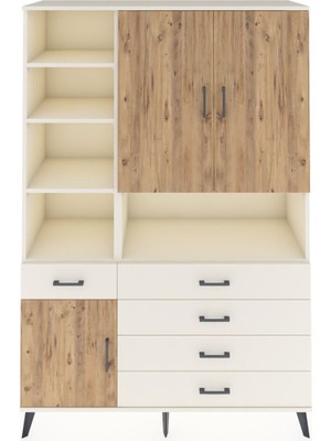 Dienni Hyperion Dolap 8 Raflı 5 Çekmeceli 3 Kapaklı 132X44X195 Aytaşı-Çam/aytaşı