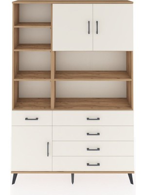 Dienni Arges Dolap 9 Raflı 5 Çekmeceli 3 Kapaklı 132X30X195 Çam-Aytaşı/aytaşı