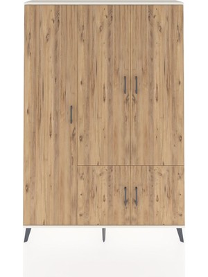 Dienni Arges Dolap 7 Raflı 5 Kapaklı Tek Askılı 132X30X195 Aytaşı-Çam/aytaşı