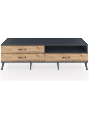 Dienni Hyperion Tv Ünitesi Tek Raflı 3 Çekmeceli  176X44X51 Antrasit-Antrasit/çam