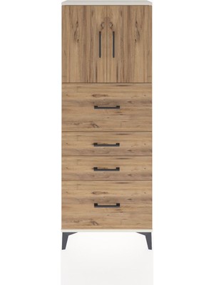 Dienni Arges Dolap 2 Raflı 4 Çekmeceli 2 Kapaklı 60X30X163 Aytaşı-Çam