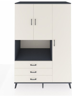 Dienni Kronos Dolap 7 Raflı 3 Çekmeceli 3 Kapaklı 132X59X195 Antrasit-Aytaşı/aytaşı