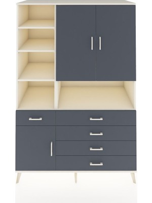 Dienni Kronos Dolap 8 Raflı 5 Çekmeceli 3 Kapaklı 132X59X195 Aytaşı-Antrasit/antrasit