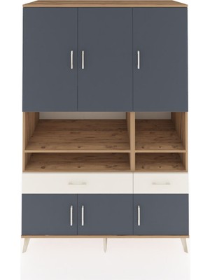 Dienni Kronos Dolap 8 Raflı 2 Çekmeceli 6 Kapaklı 132X59X195 Çam-Antrasit/aytaşı