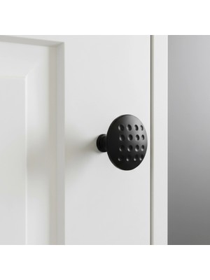 Can Metal Noktalı Düğme Çekmece Dolap Kapak Kulpu Kulbu Mat Siyah Metal Daire Kulp